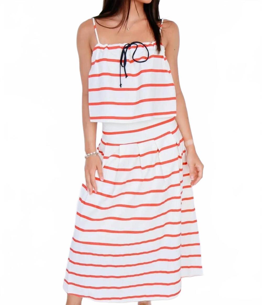 NEW BY TOGETHER the sloan striped skirt set in cream red